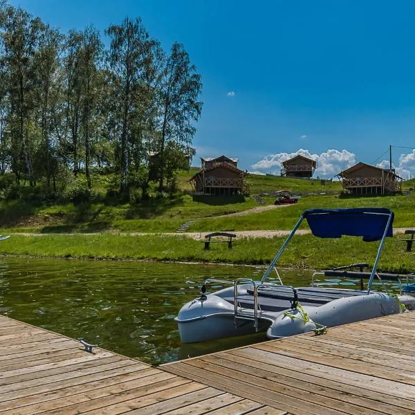 "Wioska Wakacyjna Glamila" Mazury, nad jeziorem, podgrzewany basen, Glamping i domki rodzinne